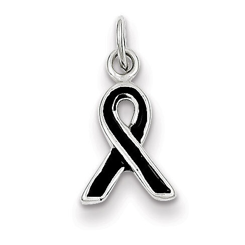 Black Enameled Awareness Charm Sterling Silver QC6839, MPN: QC6839, 883957479194