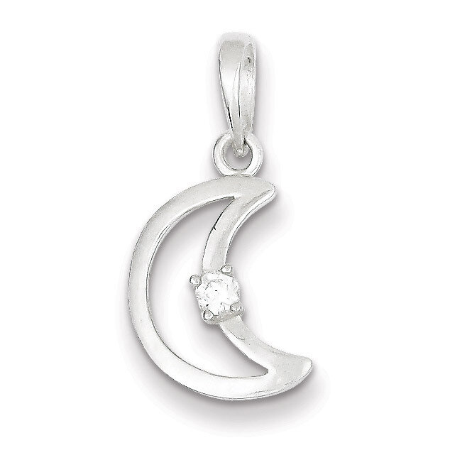 Diamond Polished Moon Pendant Sterling Silver QC6847, MPN: QC6847, 883957140575