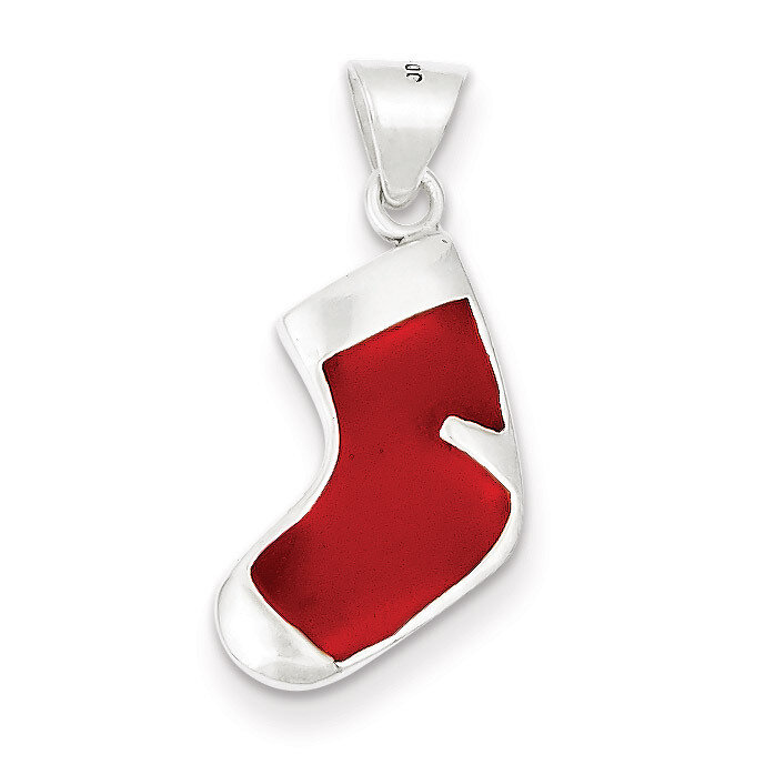 Christmas Stocking Charm Sterling Silver Enameled QC6873, MPN: QC6873, 883957569352