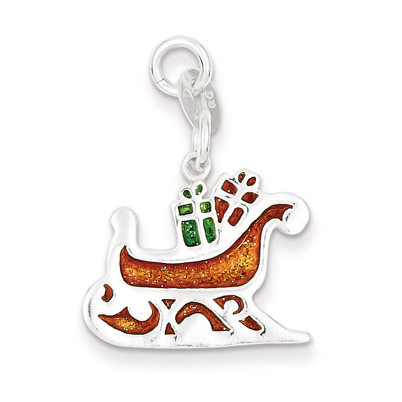 Santa&#39;s Sled Charm Sterling Silver Enameled QC6880, MPN: QC6880, 883957568287
