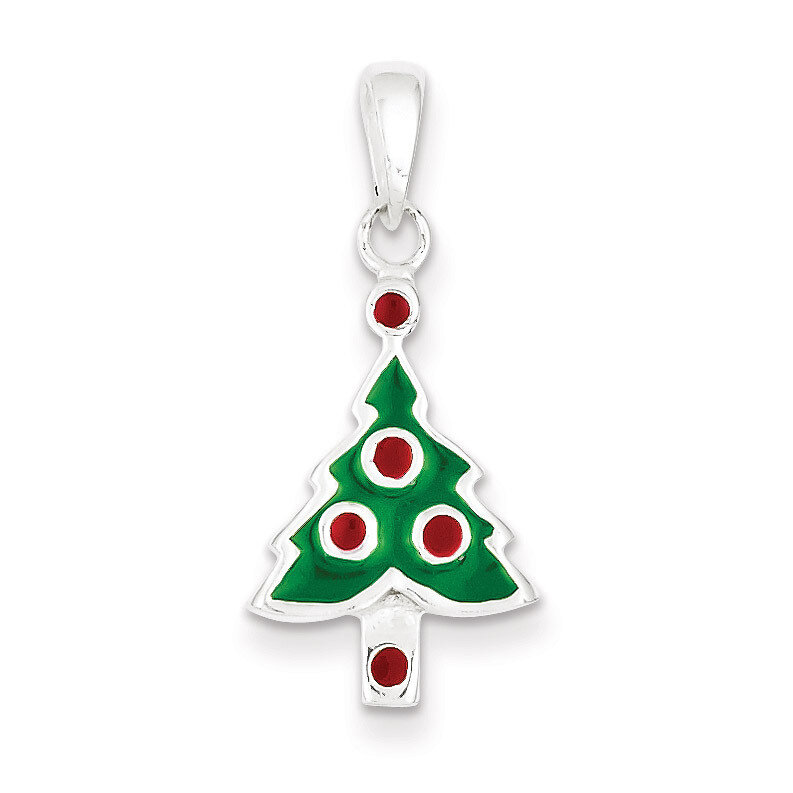 Christmas Tree Pendant Sterling Silver Enameled QC6885, MPN: QC6885, 883957568300