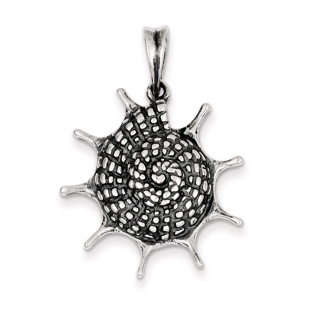 Polished Seashell Pendant Antiqued Sterling Silver QC6917