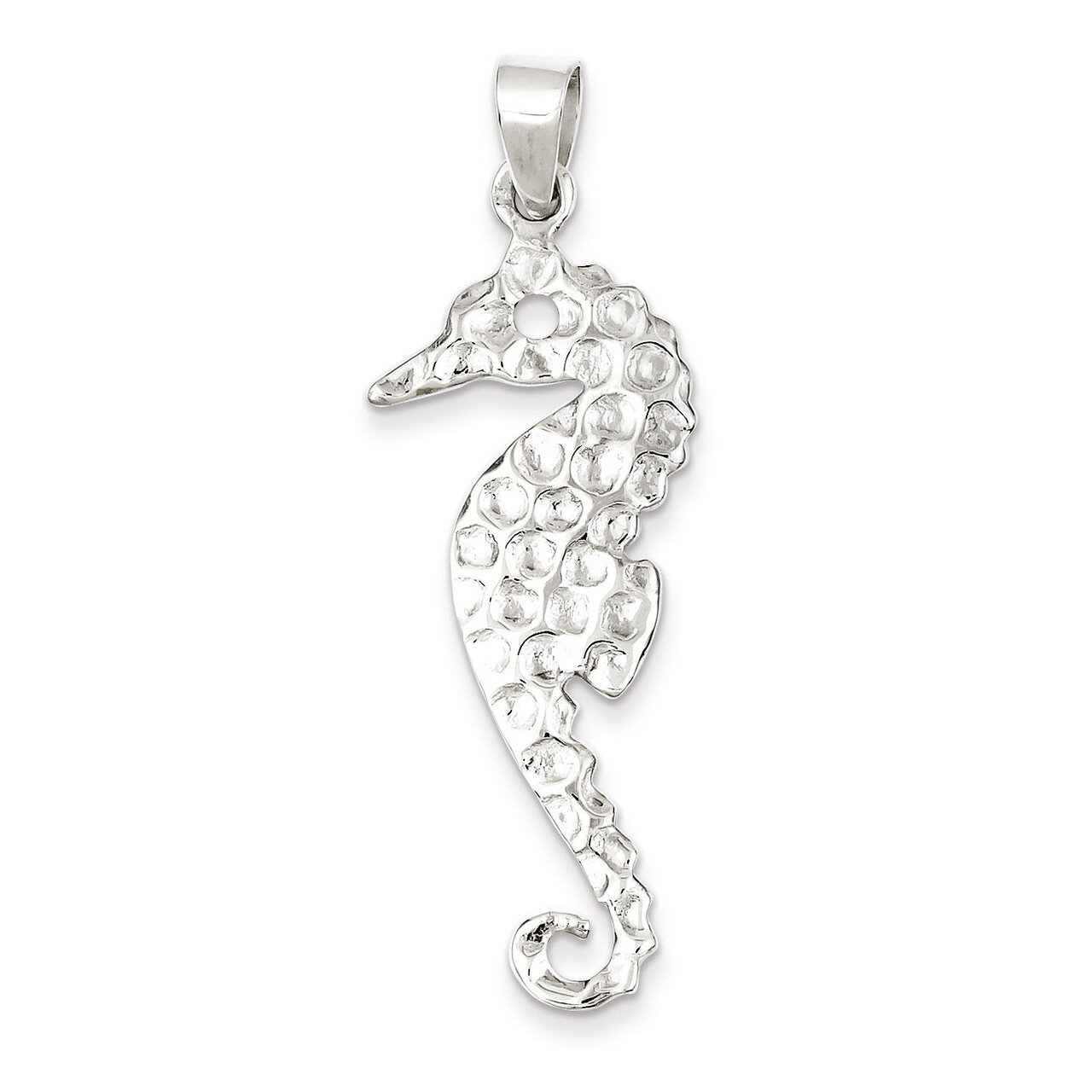 Hammered Polished Seahorse Pendant Sterling Silver QC6934, MPN: QC6934, 883957564111