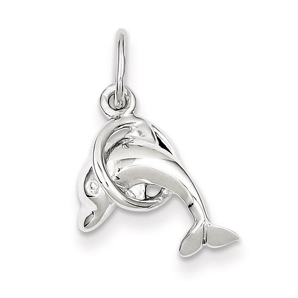 Dolphin Diving Through Hoop Charm Sterling Silver QC6938, MPN: QC6938, 883957137599