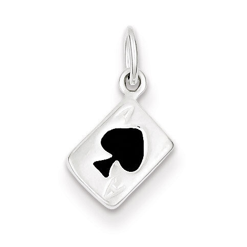 Ace Of Spades Card Charm Sterling Silver Enameled QC6986