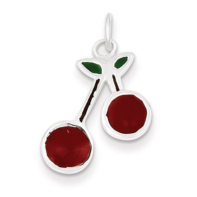 Cherries Charm Sterling Silver Enameled QC7048, MPN: QC7048, 883957479217