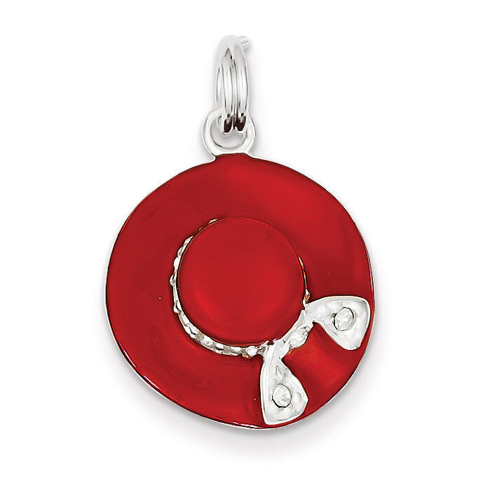 Enamel Hat Charm Sterling Silver Diamond QC7078, MPN: QC7078, 883957138299