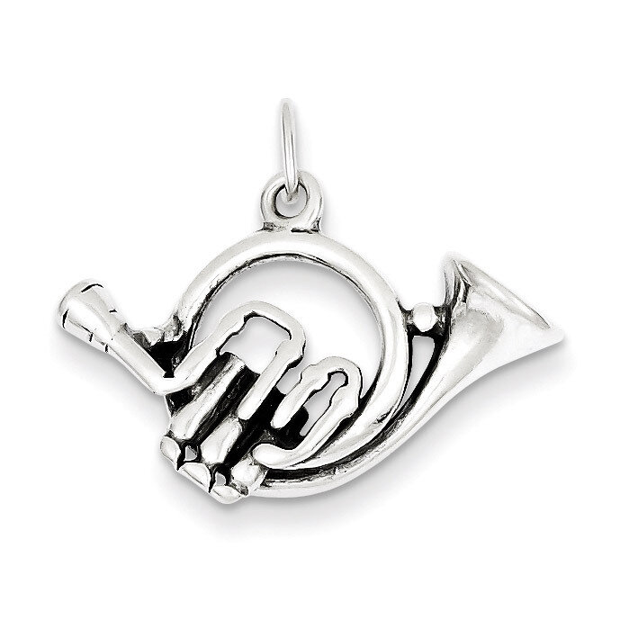 French Horn Charm Antiqued Sterling Silver QC7114, MPN: QC7114, 883957458984