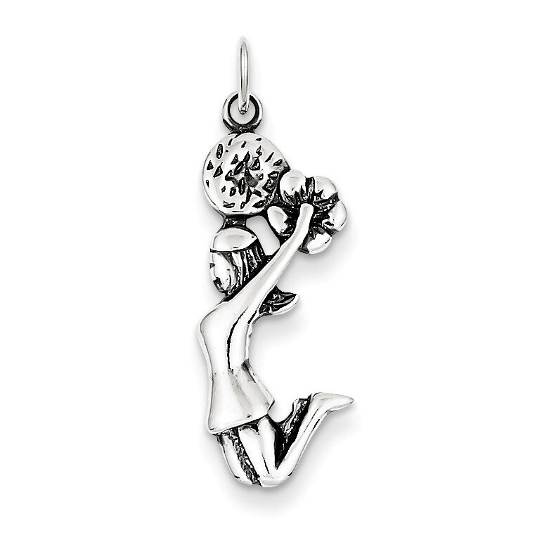 Cheerleader Charm Antiqued Sterling Silver QC7123
