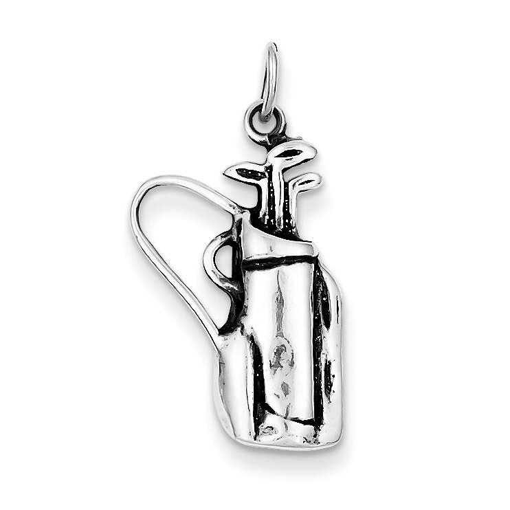 Golf Clubs Bag Charm Antiqued Sterling Silver QC7129, MPN: QC7129, 883957564203