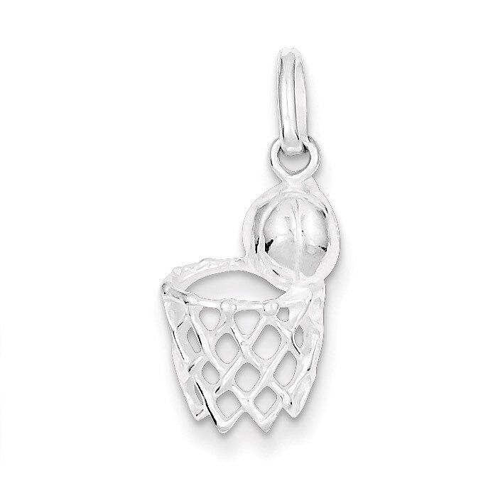 Basketball In Hoop Charm Sterling Silver QC7132