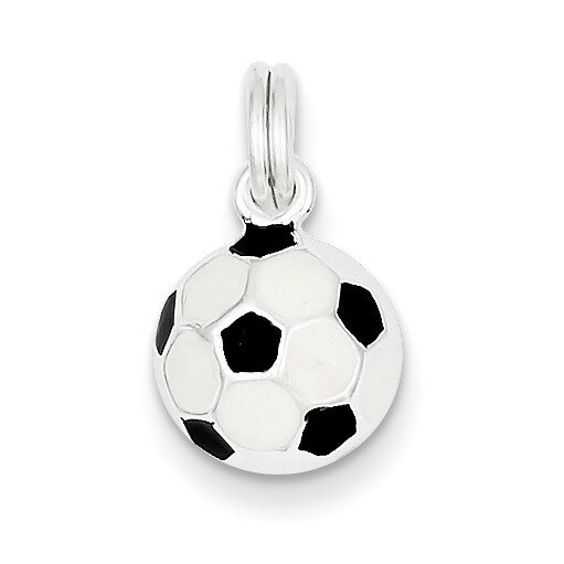 Black &amp; White Enameled Soccer Ball Charm Sterling Silver QC7134, MPN: QC7134, 723252268881