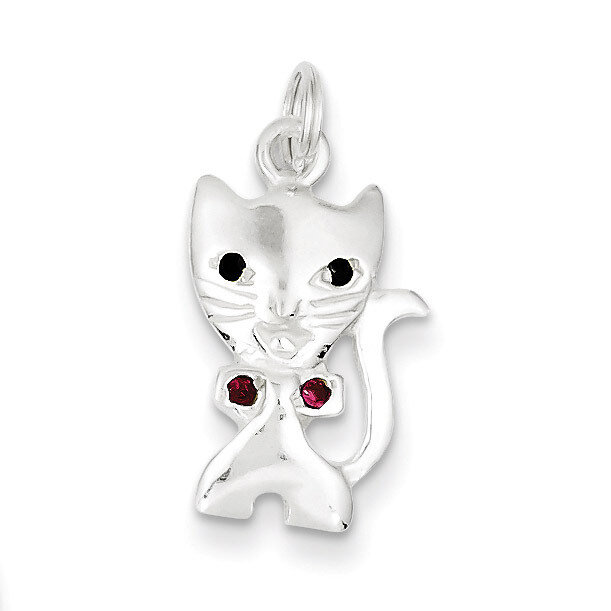 Cat Charm Sterling Silver Enameled QC7161