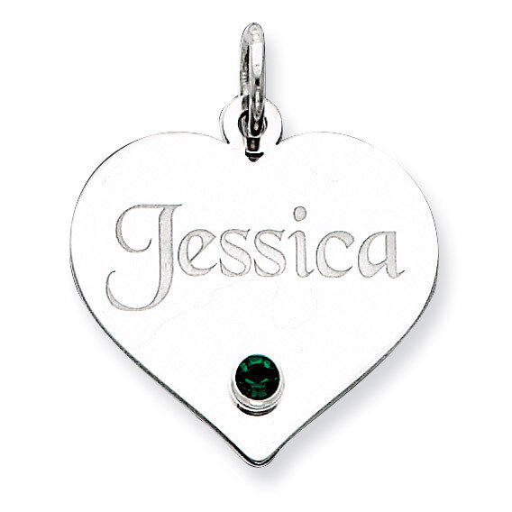 Personalizable Heart with Birthstone Charm Sterling Silver QC7189