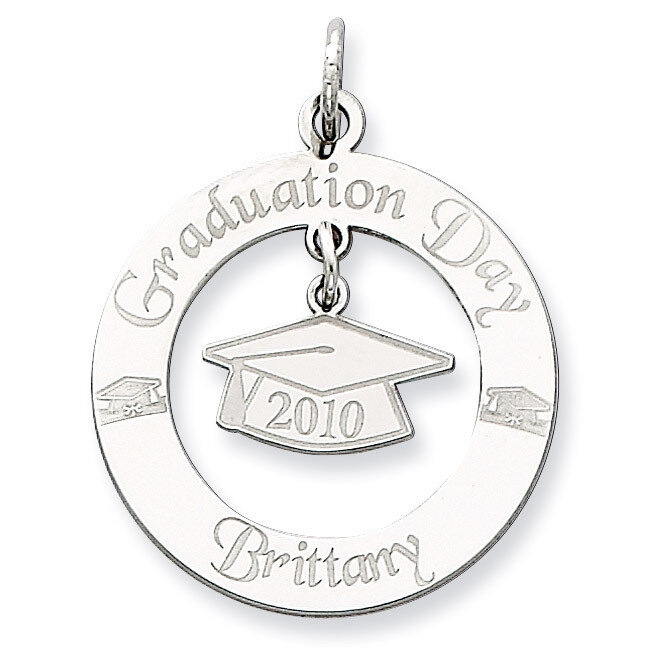 Personalizable Graduation Charm Sterling Silver QC7203