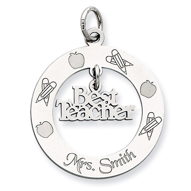 Personalizable Best Teacher Charm Sterling Silver QC7204, MPN: QC7204, 883957598550