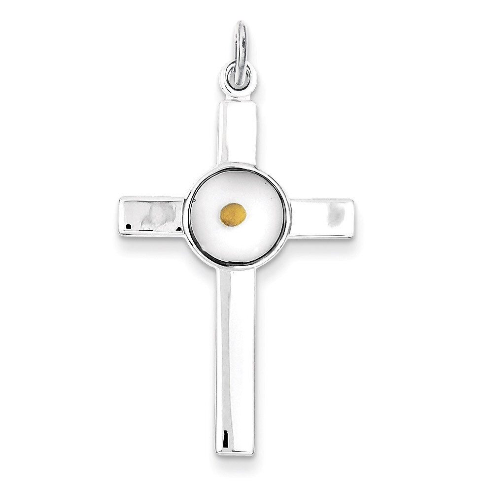 Epoxy Cross with Mustard Seed Pendant Sterling Silver Polished QC7259