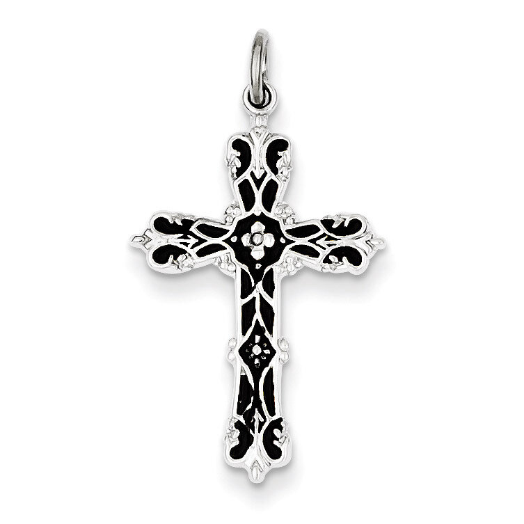 Black Epoxy Cross Pendant Sterling Silver QC7260, MPN: QC7260, 883957479224