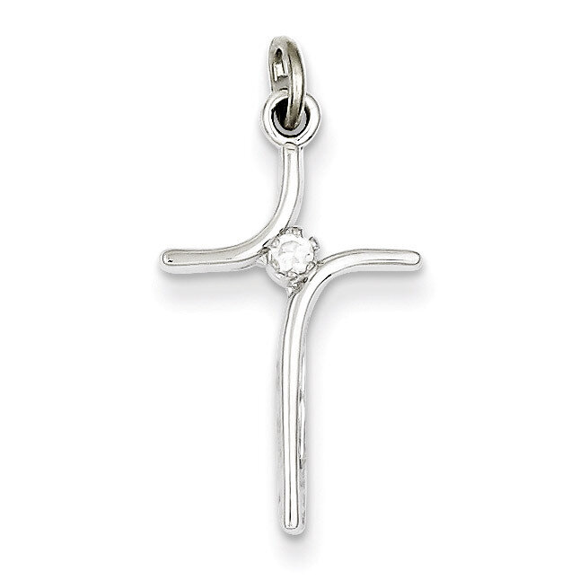 Cross with Diamond Center Pendant Sterling Silver QC7330, MPN: QC7330, 883957598659