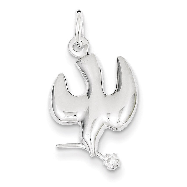 Dove with Diamond Pendant Sterling Silver Polished QC7334, MPN: QC7334, 883957140254