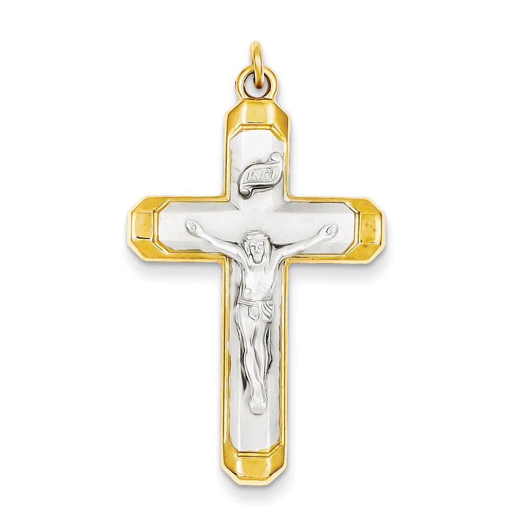 Polished Vermeil Corpus Cross Pendant Sterling Silver Satin QC7339, MPN: QC7339, 883957529356