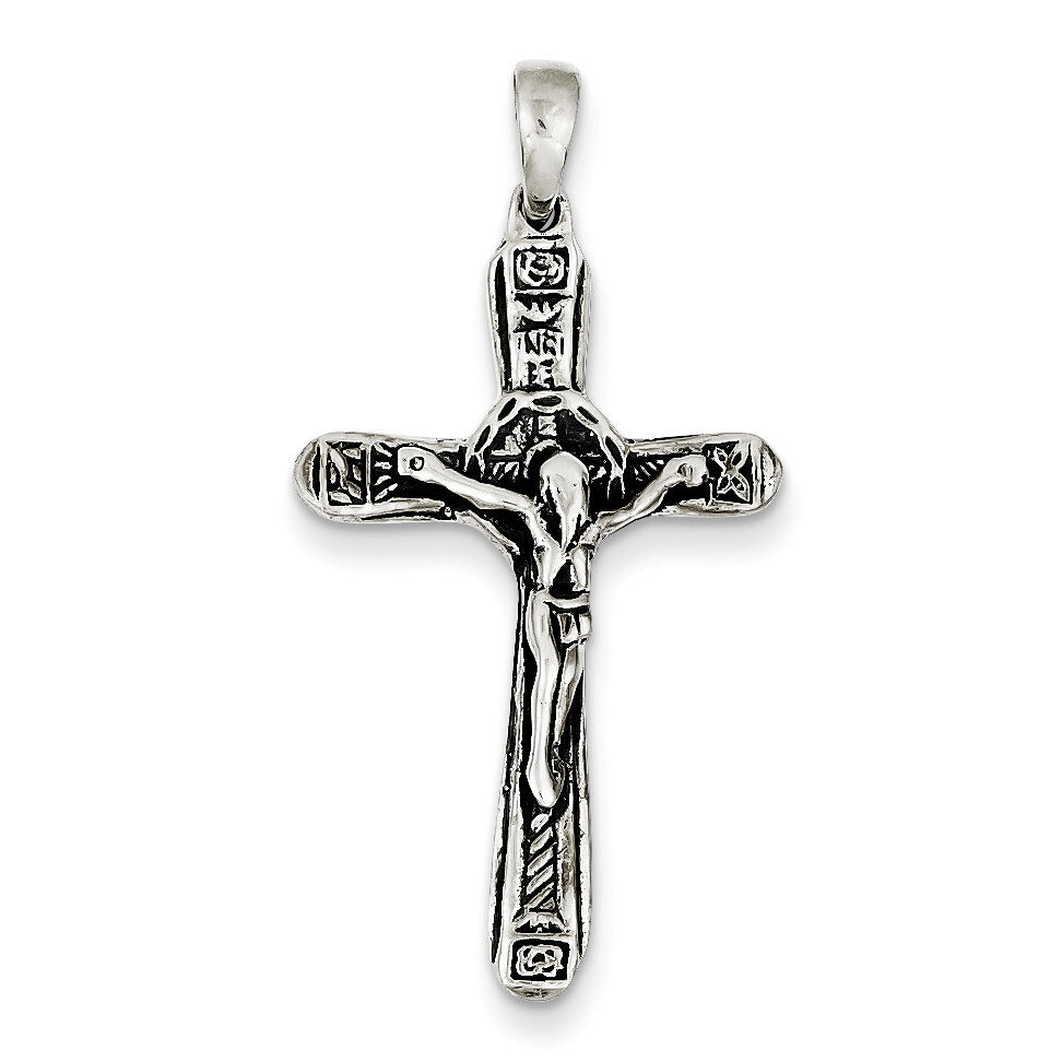 Crucifix Antiqued Cross Pendant Sterling Silver QC7354