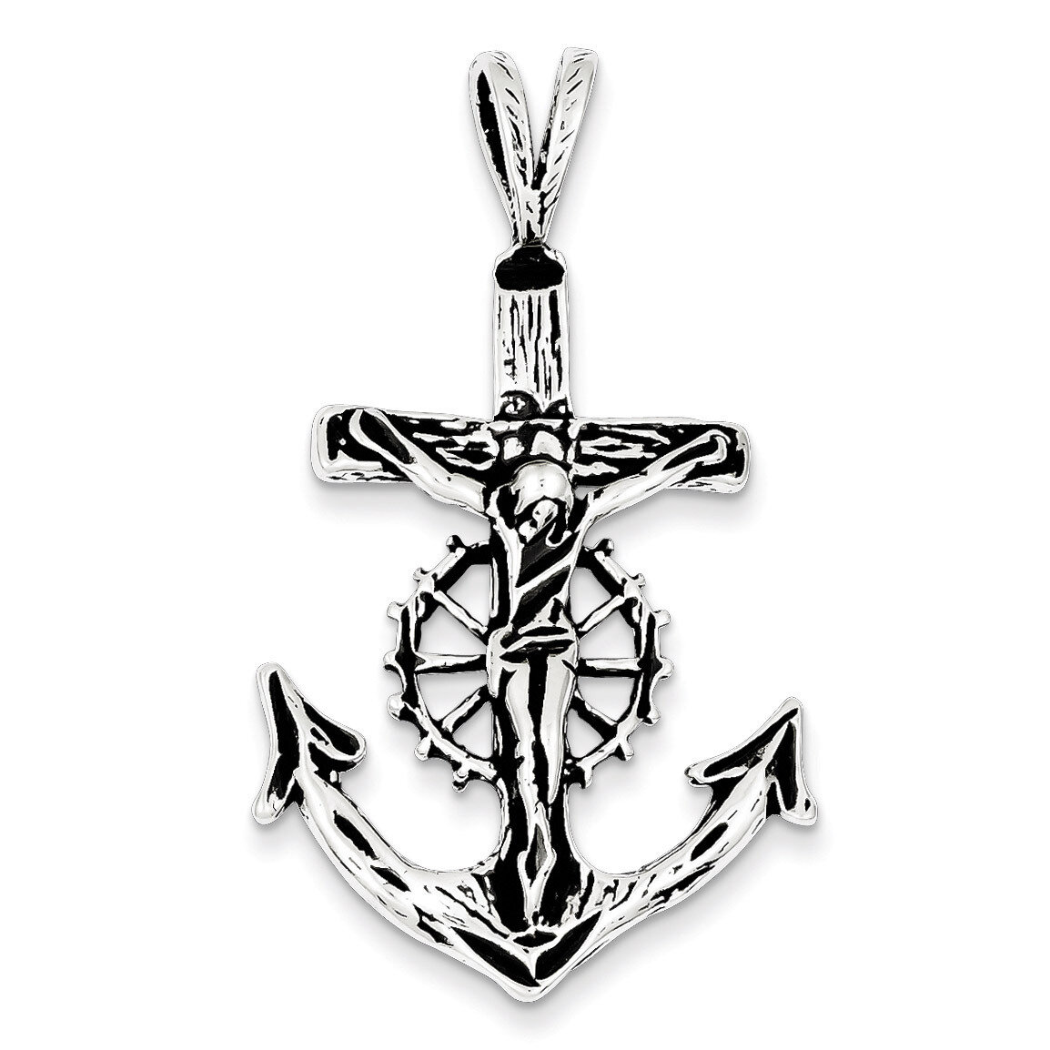 Mariner Crucifix Charm Antiqued Sterling Silver QC7364, MPN: QC7364, 883957568379