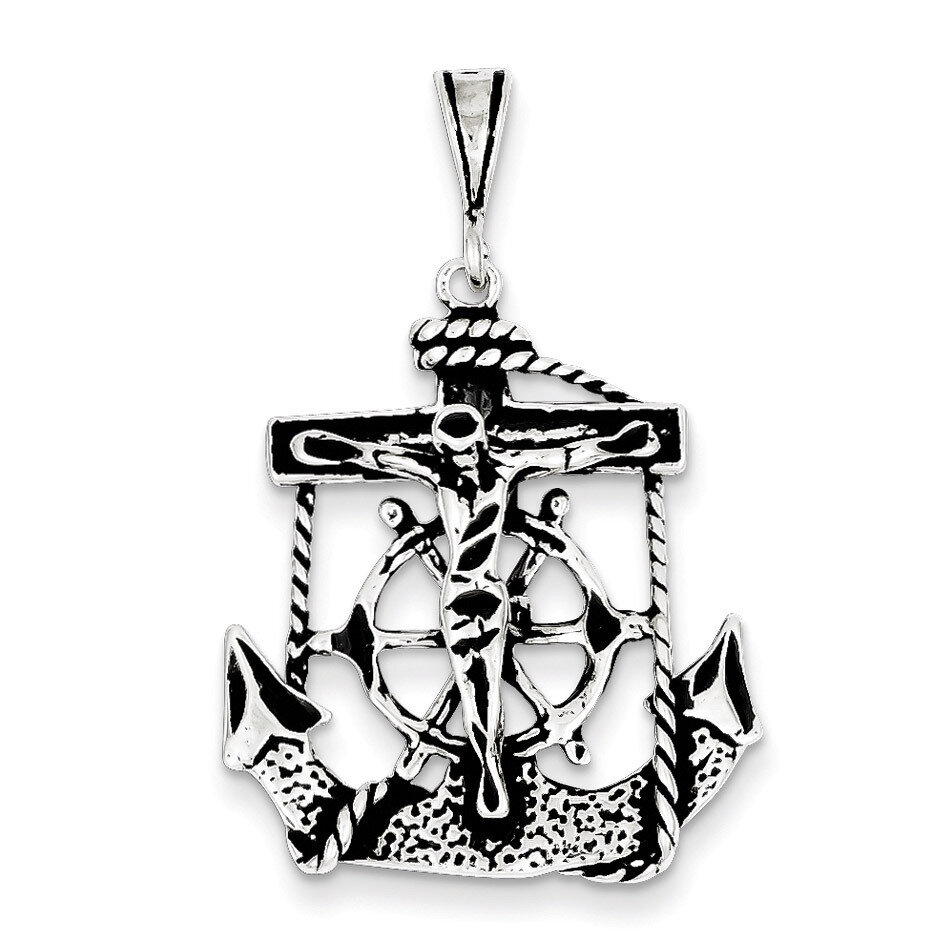 Mariner Crucifix Charm Antiqued Sterling Silver QC7365, MPN: QC7365, 883957479248