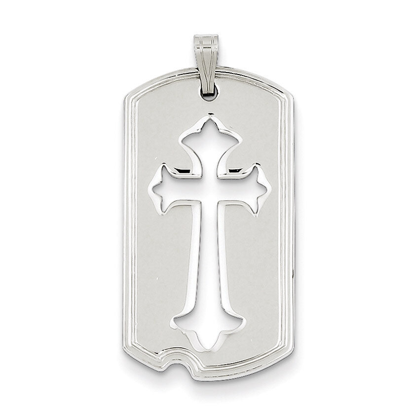 Dog Tag with Cut out Cross Pendant Sterling Silver Polished QC7378, MPN: QC7378, 883957488660