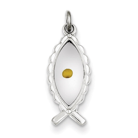Epoxy Ichthus with Mustard Seed Pendant Sterling Silver Polished QC7401