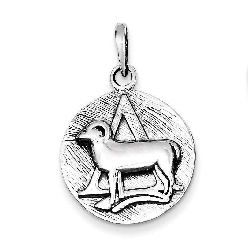 Antique Finish Aries Horoscope Pendant Sterling Silver Polished QC7412, MPN: QC7412, 883957029672