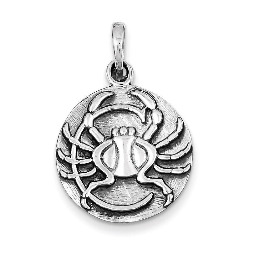 Antique Finish Cancer Horoscope Pendant Sterling Silver Polished QC7415, MPN: QC7415, 883957029733