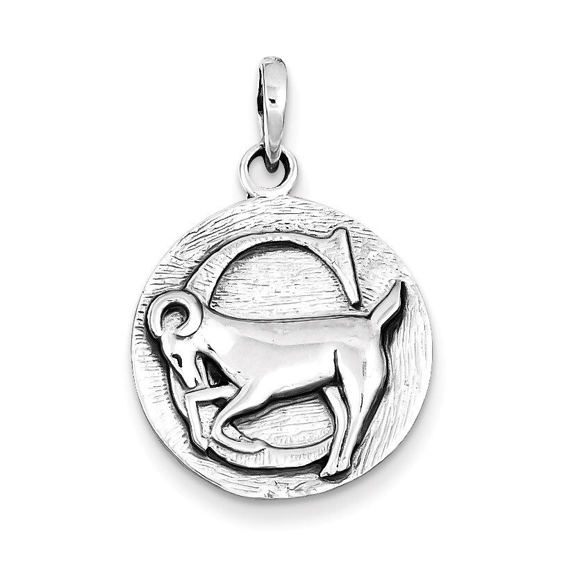 Antique Finish Capricorn Horoscope Pendant Sterling Silver Polished QC7421, MPN: QC7421, 8839570298…