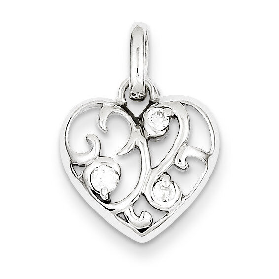 Heart Pendant Sterling Silver Rhodium-plated Diamond QC7459, MPN: QC7459, 883957548470