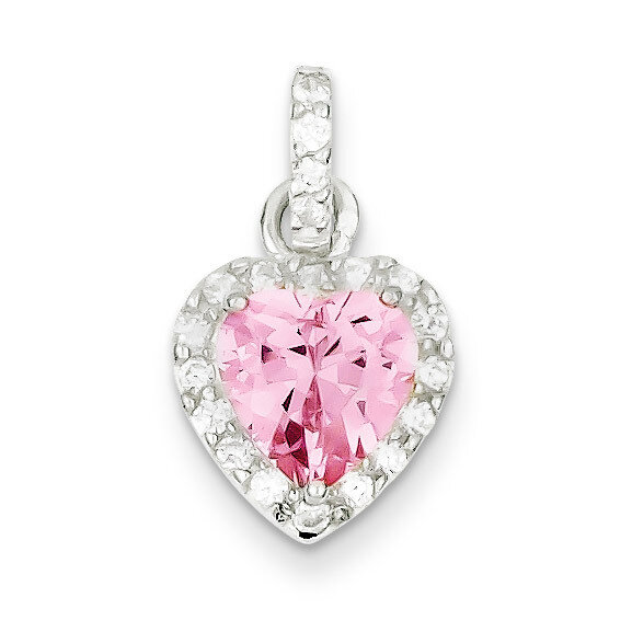 Pink Diamond Heart Pendant Sterling Silver QC7467