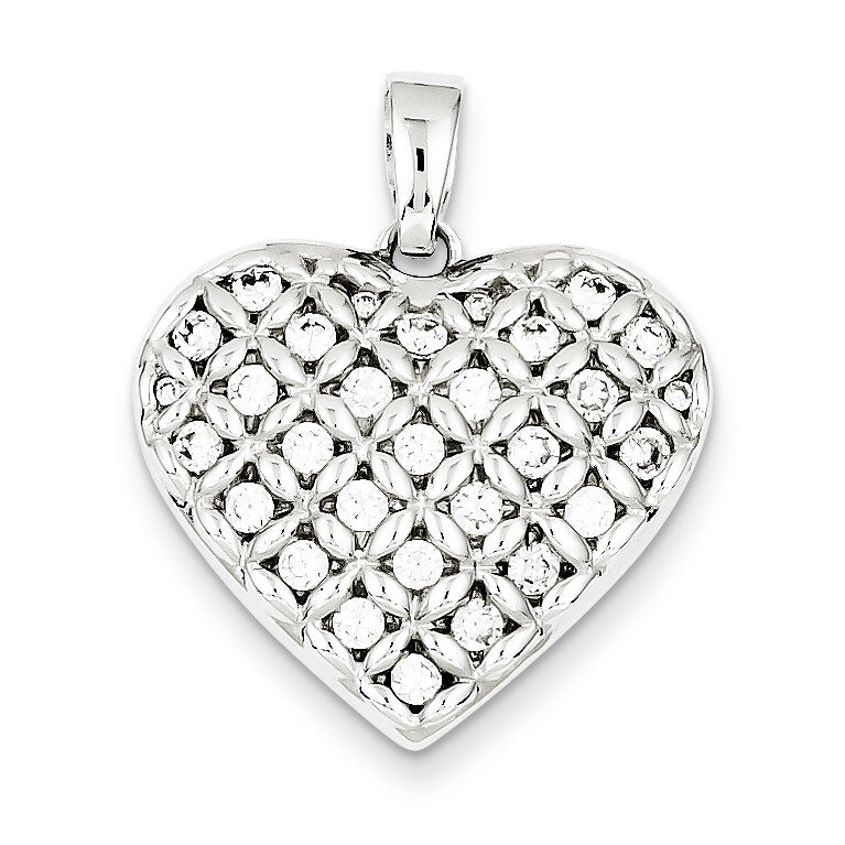Heart Pendant Sterling Silver Rhodium-plated Diamond QC7473, MPN: QC7473, 191101464218