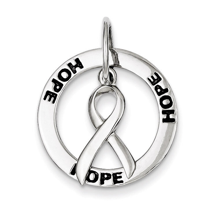 Hope Circle & Cancer Awareness Ribbon Pendant Sterling Silver QC7500