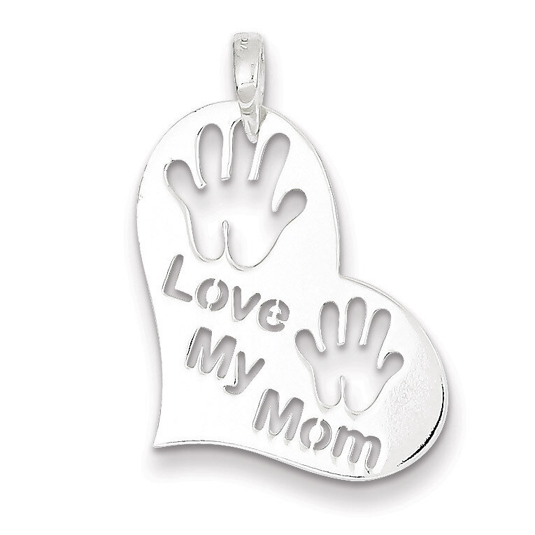 Love My Mom Heart Pendant Sterling Silver Polished QC7520, MPN: QC7520, 886774760438