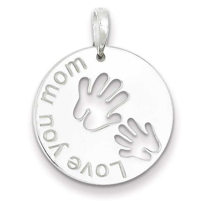 Love You Mom Pendant Sterling Silver Polished QC7522