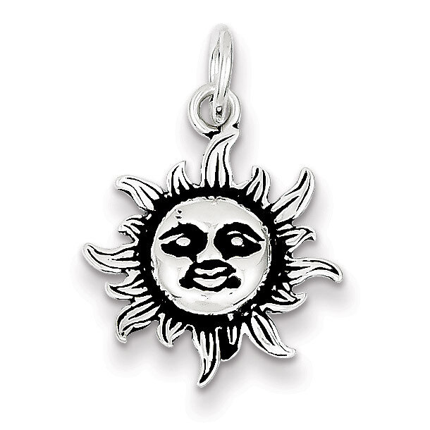 Sun Charm Antiqued Sterling Silver QC7536