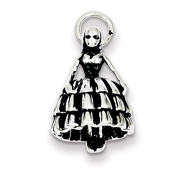 Girl in Dress Charm Antiqued Sterling Silver QC7549, MPN: QC7549, 191101525384