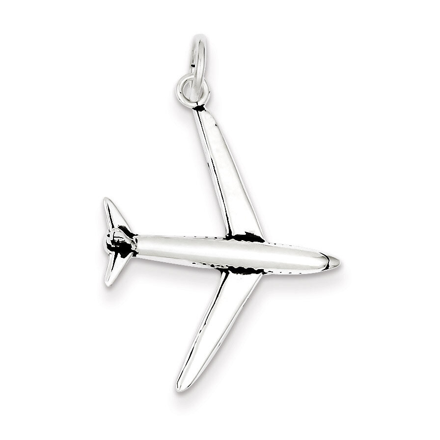 Airplane Charm Antiqued Sterling Silver QC7592