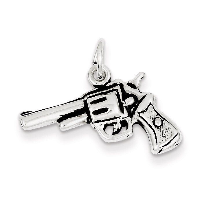 Pistol Charm Antiqued Sterling Silver QC7610