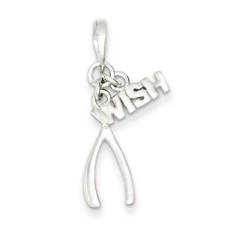 Wish and Wishbone Pendant Sterling Silver Polished QC7618