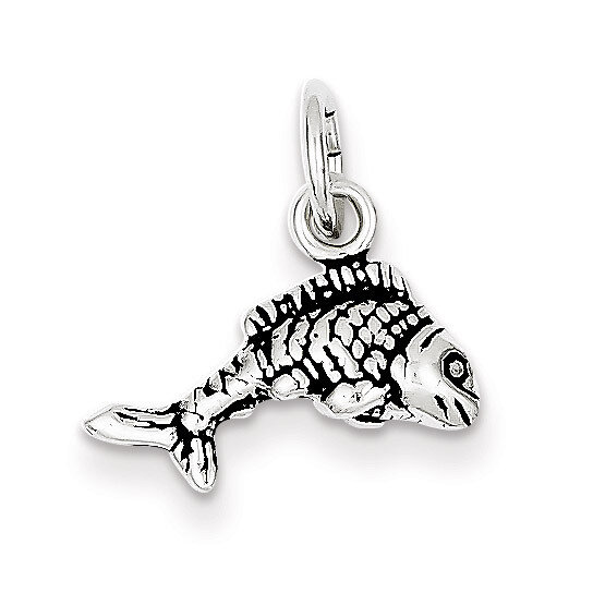 Fish Charm Antiqued Sterling Silver QC7674, MPN: QC7674, 883957539799
