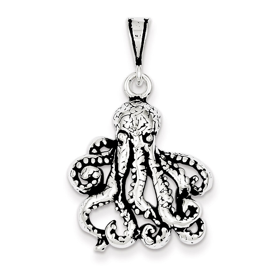 Octopus Charm Antiqued Sterling Silver QC7703