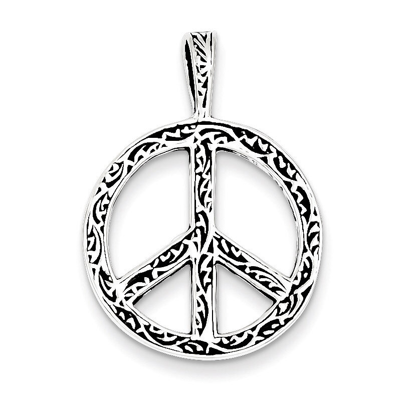 Peace Sign Charm Antiqued Sterling Silver QC7727, MPN: QC7727, 883957569468