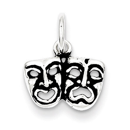 Comedy Tragedy Face Charms Antiqued Sterling Silver QC7730