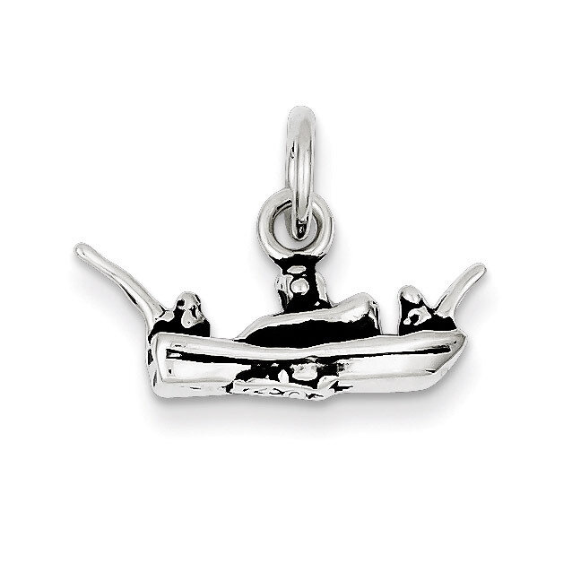 Boat Charm Antiqued Sterling Silver QC7748