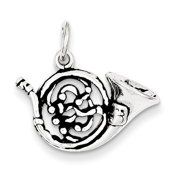 French Horn Charm Antiqued Sterling Silver QC7772, MPN: QC7772, 883957536644